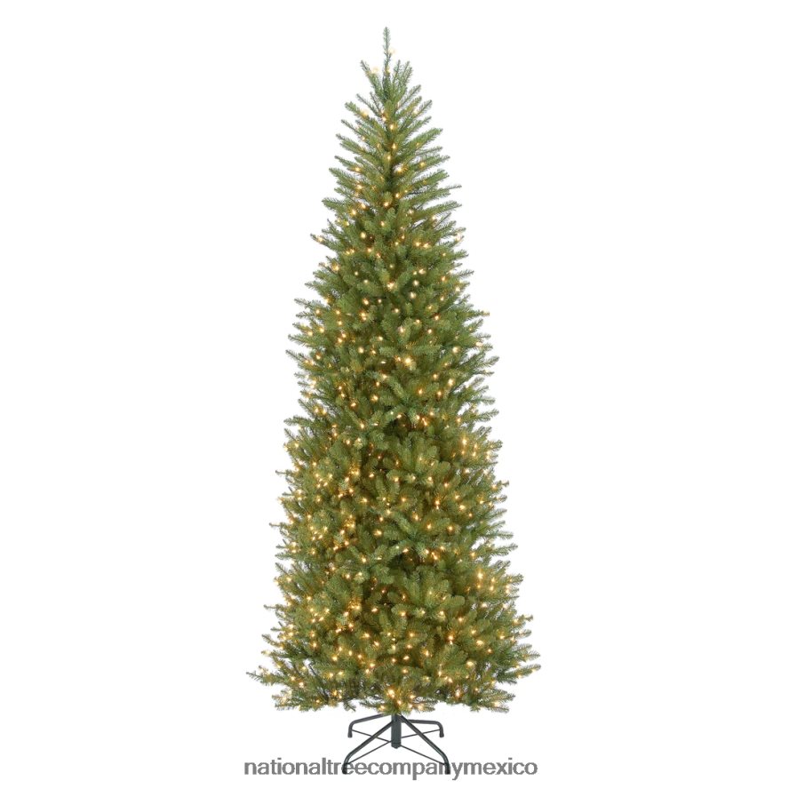árboles | mx National Tree Company árbol de Navidad artificial delgado preiluminado, verde, abeto dunhill, luces blancas, incluye soporte, 10 pies 8JB84J21