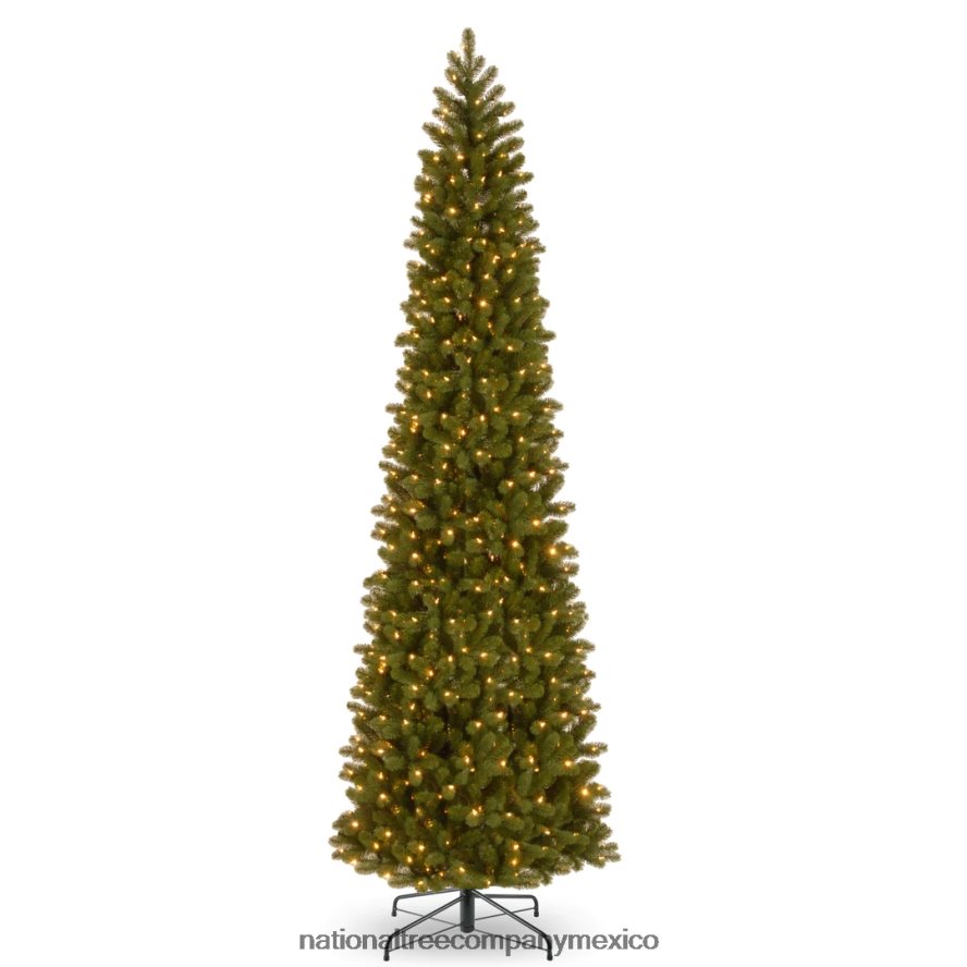 árboles | mx National Tree Company árbol de Navidad artificial gigante preiluminado, delgado, inclinado hacia abajo, verde, abeto douglas, luces LED de dos colores, incluye conector de alimentación y