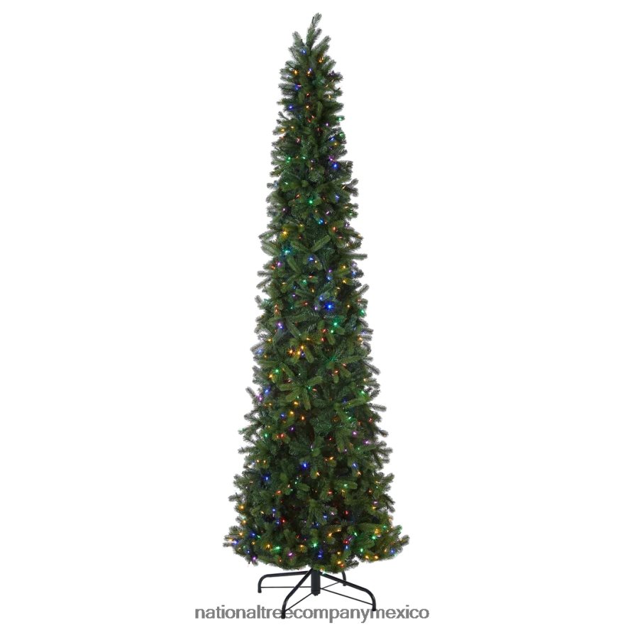 árboles | mx National Tree Company árbol de Navidad artificial gigante preiluminado, delgado, inclinado hacia abajo, verde, abeto douglas, luces LED de dos colores, incluye conector de alimentación y 