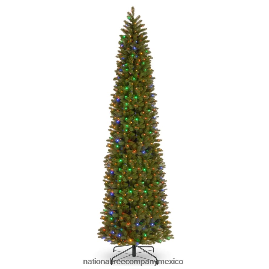 árboles | mx National Tree Company árbol de Navidad artificial gigante preiluminado, delgado, inclinado hacia abajo, verde, abeto douglas, luces LED de dos colores, incluye conector de alimentación y 