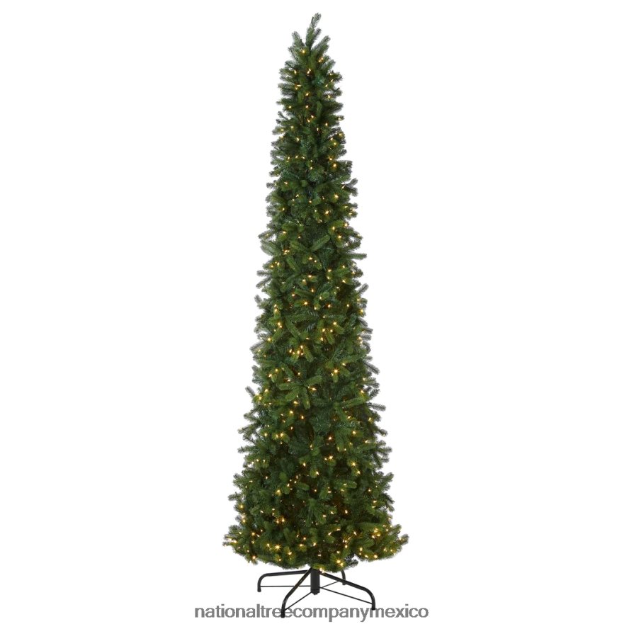 árboles | mx National Tree Company árbol de Navidad artificial gigante preiluminado, delgado, inclinado hacia abajo, verde, abeto douglas, luces LED de dos colores, incluye conector de alimentación y 