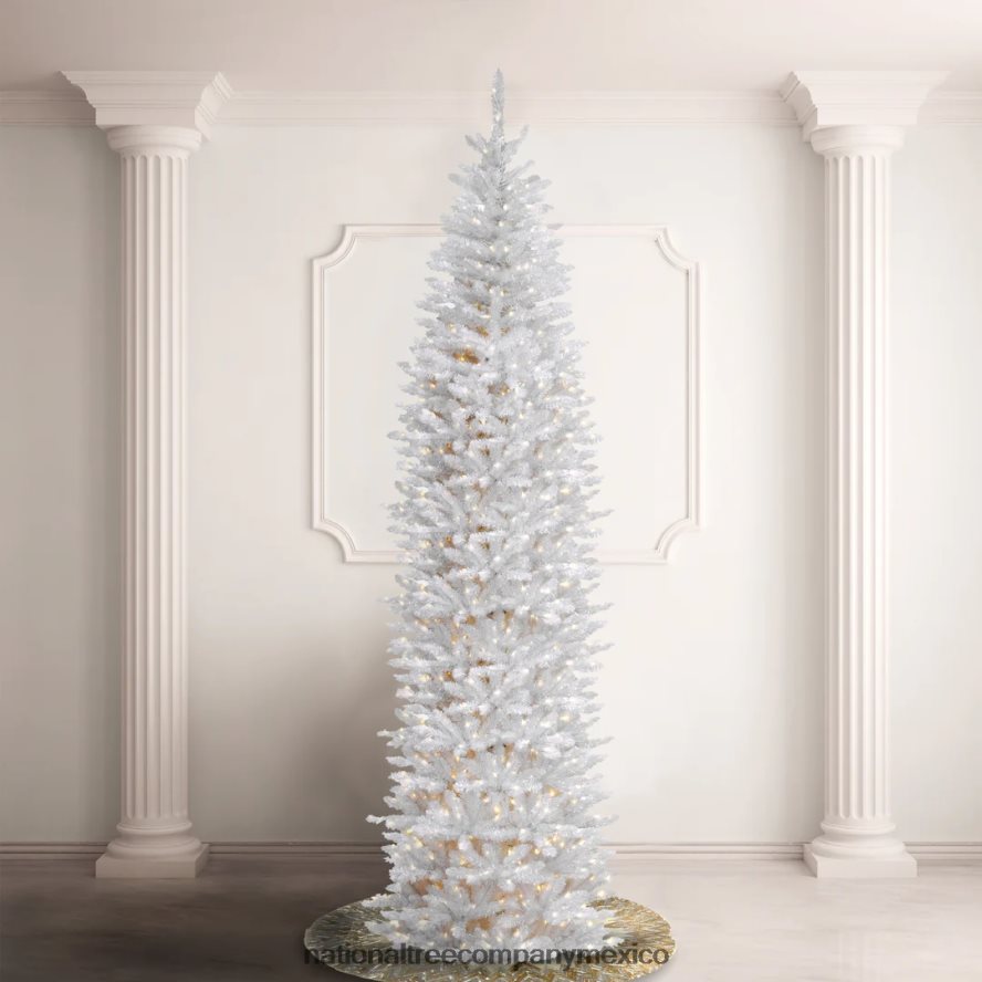árboles | mx National Tree Company árbol de Navidad delgado artificial preiluminado, blanco, abeto Kingswood, luces blancas, incluye soporte, 12 pies 8JB84J192