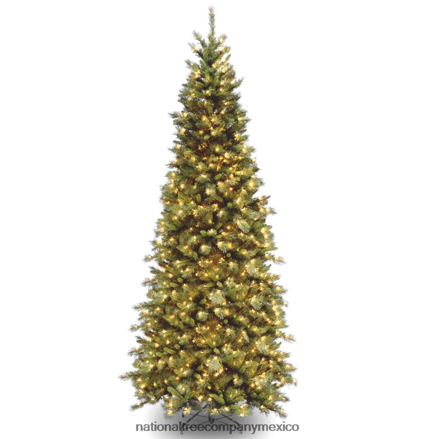árboles | mx National Tree Company árbol de Navidad delgado gigante artificial preiluminado, verde, abeto tiffany, luces blancas, incluye soporte, 10 pies 8JB84J87