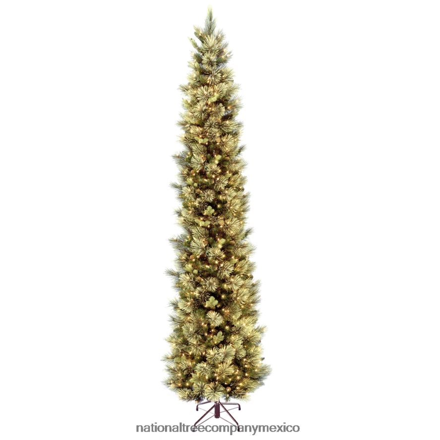árboles | mx National Tree Company árbol de Navidad delgado gigante artificial preiluminado, verde, pino carolina, luces blancas, flocado con piñas, incluye soporte, 12 pies 8JB84J43