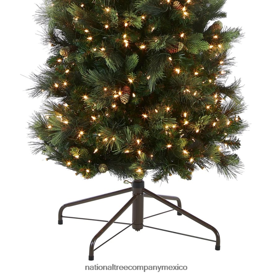 árboles | mx National Tree Company árbol de Navidad gigante artificial preiluminado 'feel real', verde, pino carolina, luces blancas, flocado con piñas, incluye soporte, 10 pies 8JB84J160