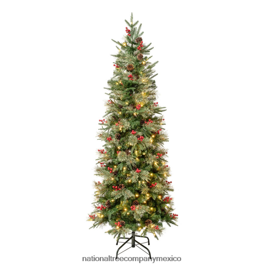 árboles | mx National Tree Company First Traditions Árbol de Navidad delgado de pino azul Virginia preiluminado con ramas con bisagras, luces LED de color blanco cálido, enchufable, 6 pies 8JB84J20