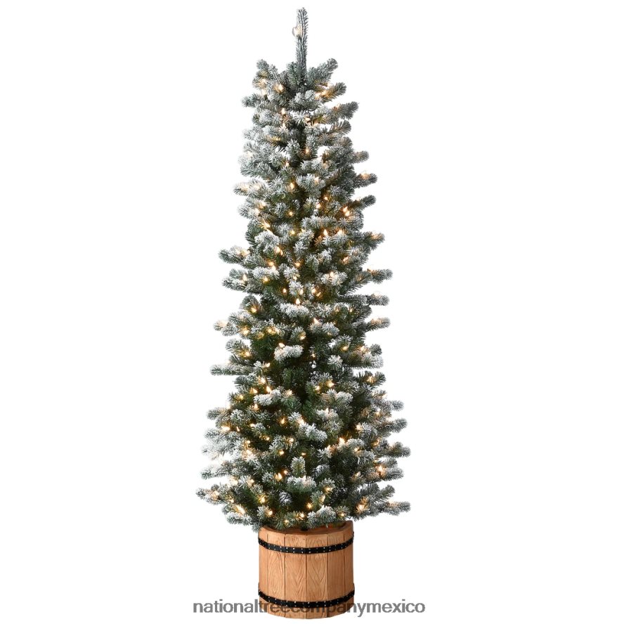 árboles | mx National Tree Company Medio árbol delgado de abeto Sheffield nevado de 6 pies con luces claras 8JB84J86
