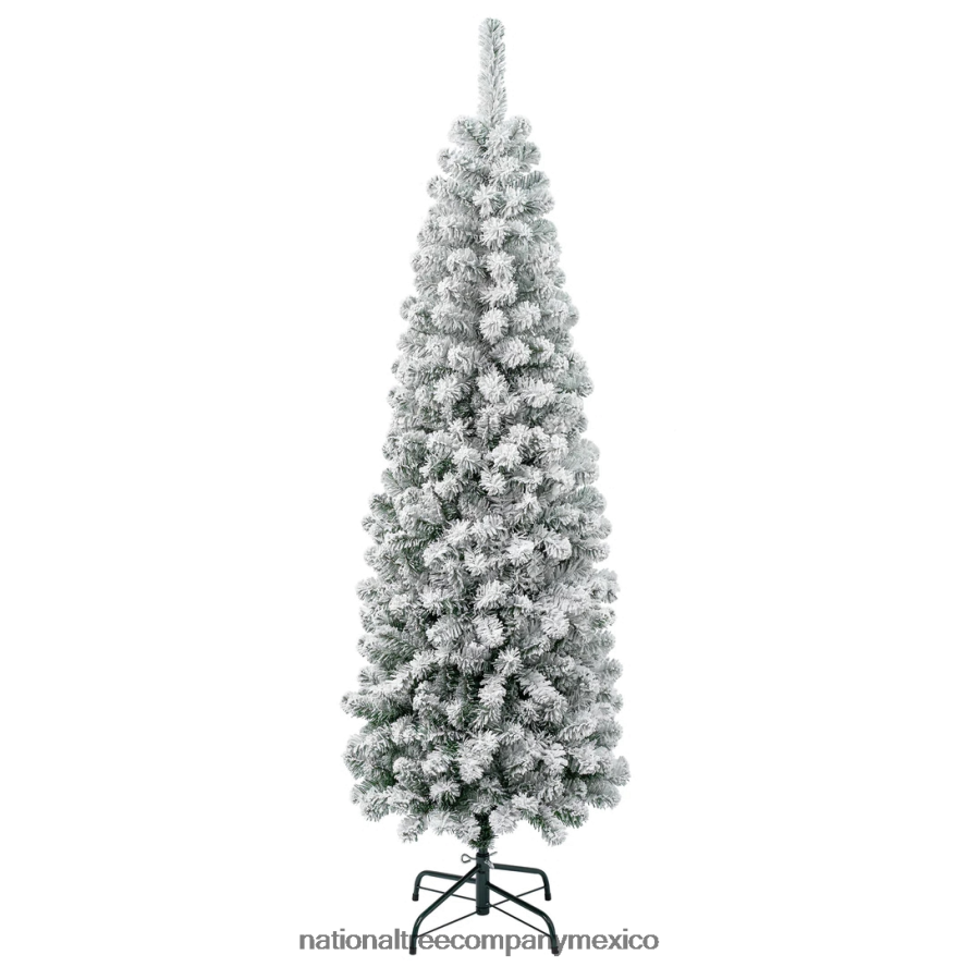 árboles | mx National Tree Company Árbol de Navidad artificial de la primera colección de tradiciones, acacia, delgado como un lápiz, flocado, incluye soporte, 6 pies 8JB84J189