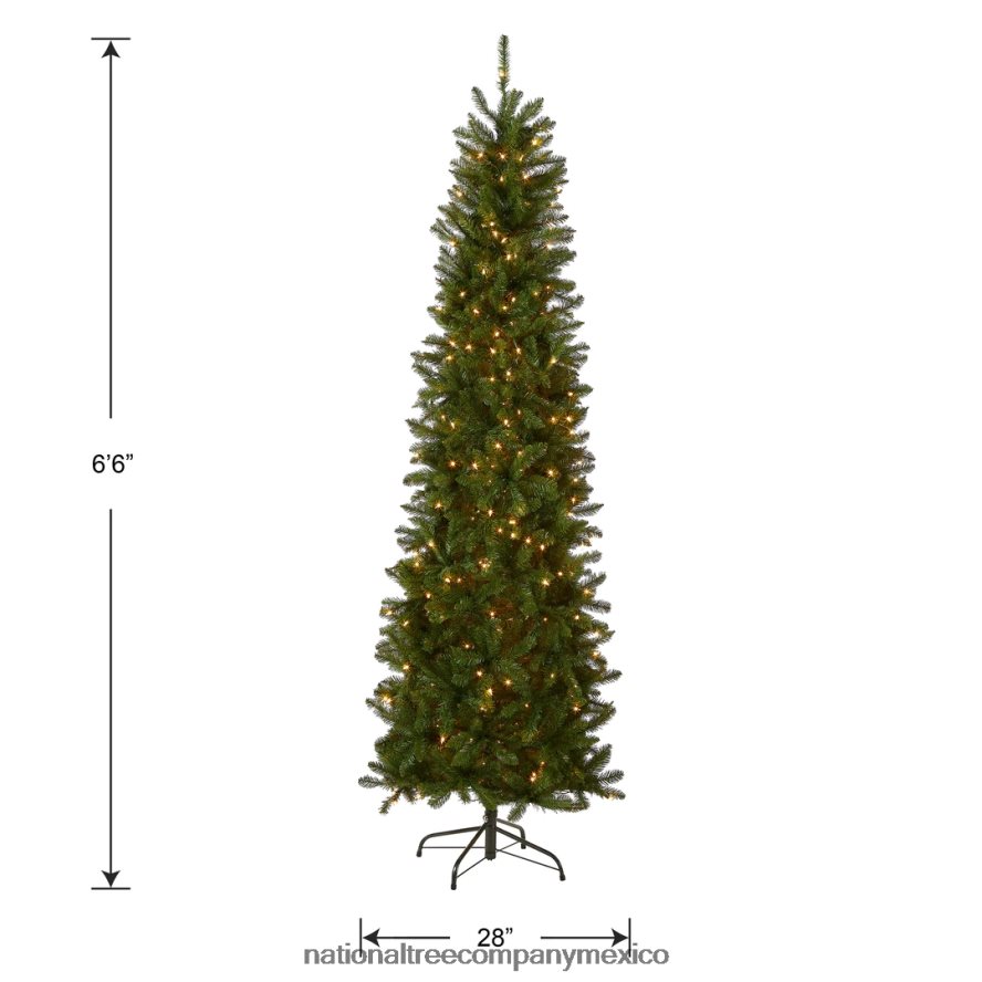 árboles | mx National Tree Company árbol de Navidad artificial delgado preiluminado, verde, abeto Kingswood, luces claras, incluye soporte, 6.5 pies 8JB84J69