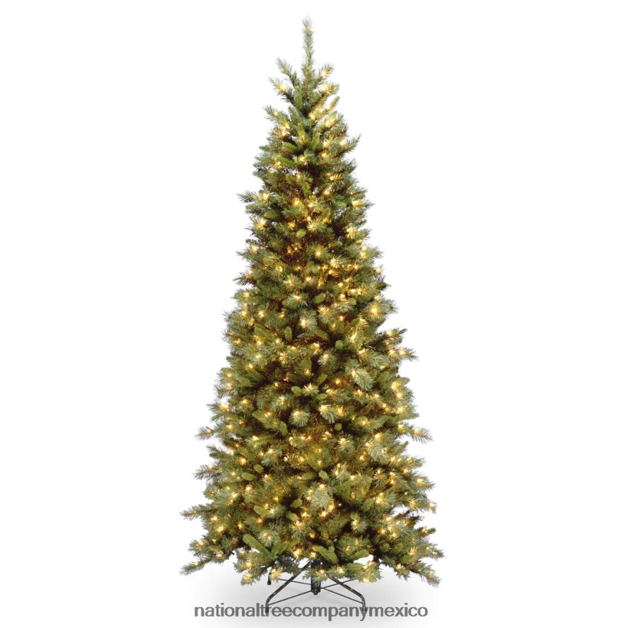 árboles | mx National Tree Company árbol de Navidad artificial delgado preiluminado, verde, abeto tiffany, luces blancas, incluye soporte, 6.5 pies 8JB84J60