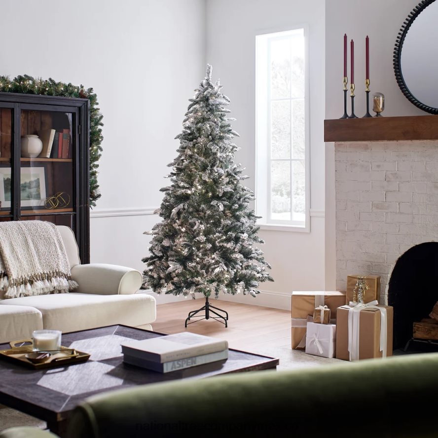 árboles | mx National Tree Company árbol de Navidad artificial preiluminado 'feel real', abeto Everest, luces verdes, blancas, incluye soporte, 6,5 pies 8JB84J146