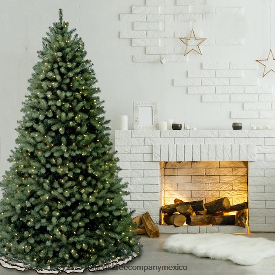 árboles | mx National Tree Company árbol de Navidad artificial preiluminado 'feel real' descendente, verde, abeto azul douglas, luces blancas, incluye soporte, 6.5 pies 8JB84J45