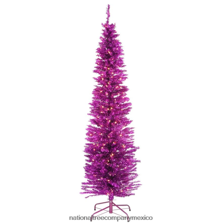 árboles | mx National Tree Company árbol de Navidad artificial preiluminado, oropel rosa, luces blancas, incluye soporte, 6 pies 8JB84J209