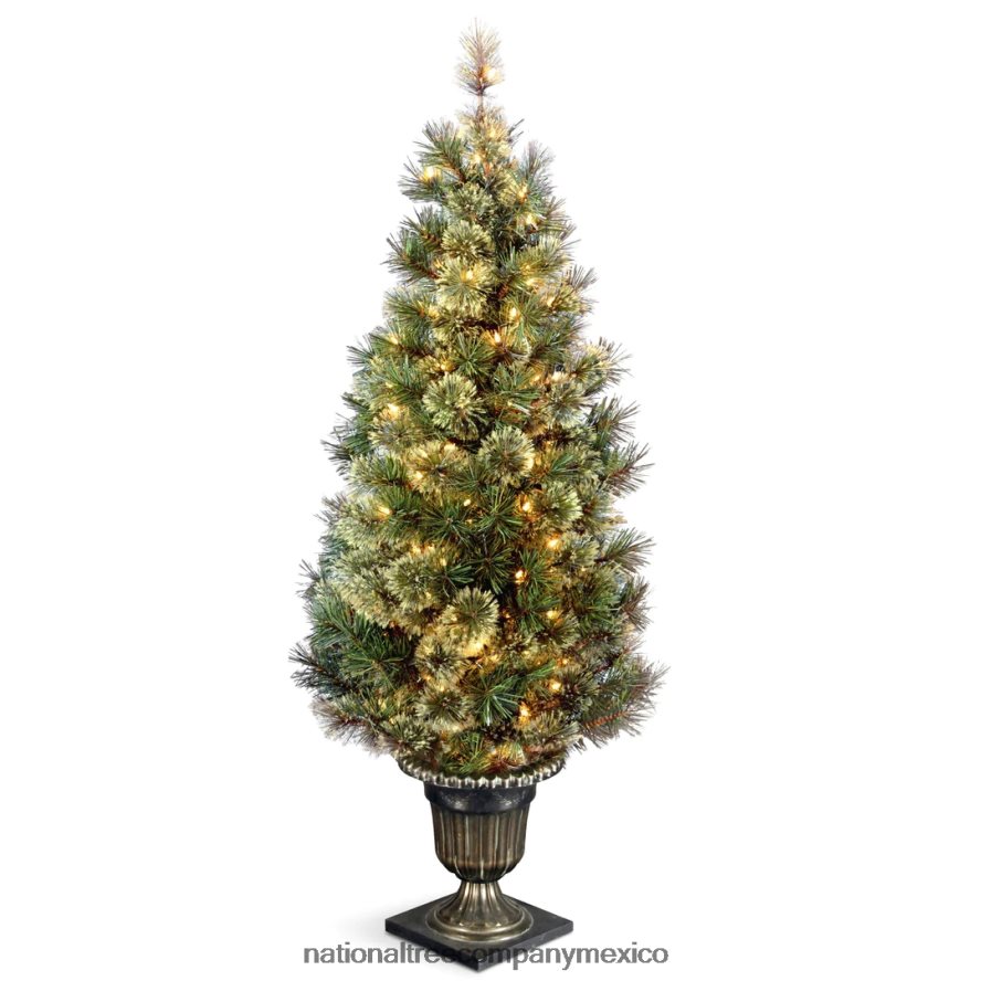 árboles | mx National Tree Company árbol de navidad de entrada artificial preiluminado, sauce grande tenue, verde, luces blancas, incluye base de metal, 5 pies 8JB84J174