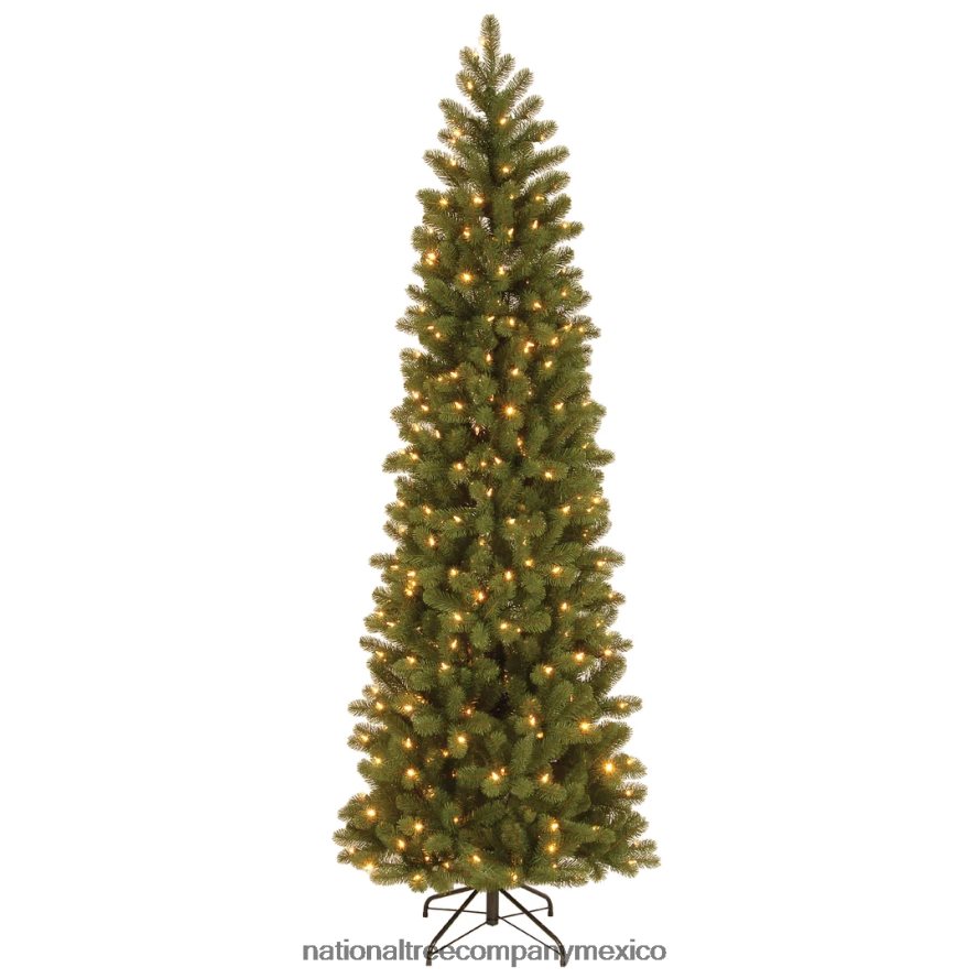 árboles | mx National Tree Company árbol de Navidad artificial delgado preiluminado 'feel real', verde, abeto douglas, luces LED de dos colores, incluye conector de alimentación y soporte, 7.5 pies 8J