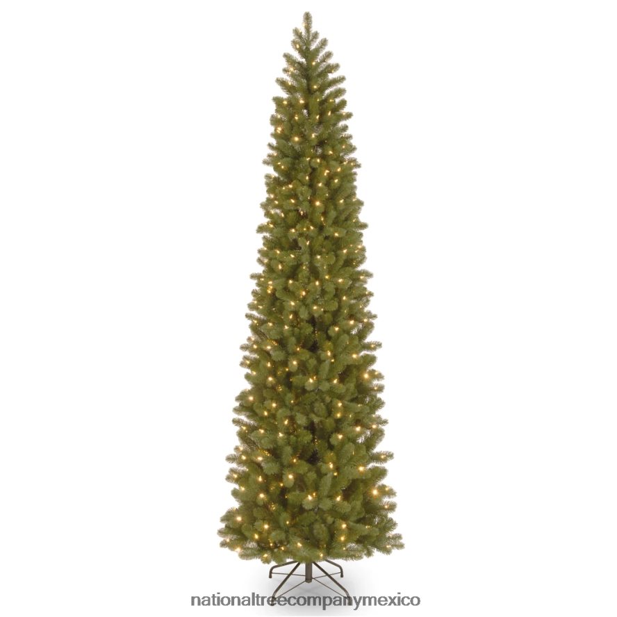 árboles | mx National Tree Company árbol de Navidad artificial delgado preiluminado 'feel real', verde, abeto douglas, luces blancas, incluye soporte, 9 pies 8JB84J14