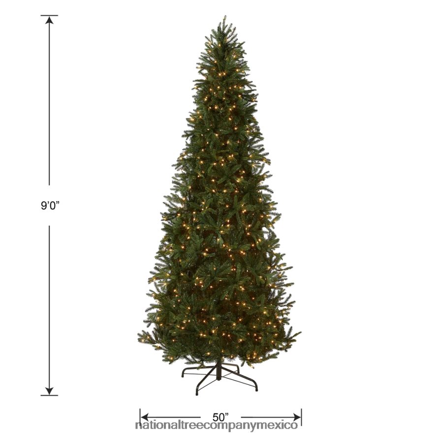 árboles | mx National Tree Company árbol de Navidad artificial delgado preiluminado 'feel real', verde, abeto tiffany, luces blancas, incluye soporte, 9 pies 8JB84J139