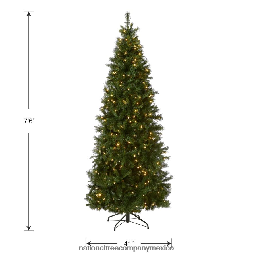 árboles | mx National Tree Company árbol de Navidad artificial delgado preiluminado, pino de Lehigh Valley, verde, luces blancas, incluye soporte, 7,5 pies 8JB84J121