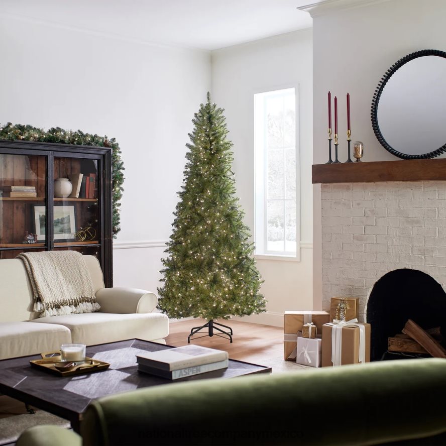 árboles | mx National Tree Company árbol de Navidad artificial delgado preiluminado, verde, abeto Dunhill, luces blancas, incluye soporte, 7.5 pies 8JB84J44