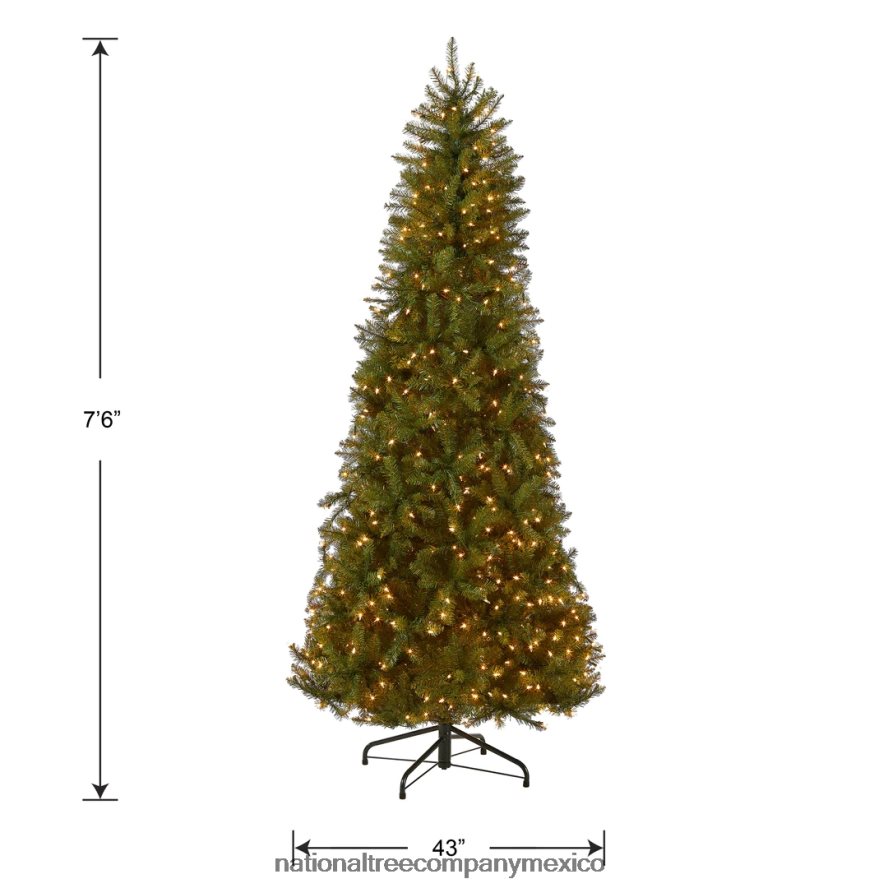 árboles | mx National Tree Company árbol de Navidad artificial delgado preiluminado, verde, abeto Dunhill, luces blancas, incluye soporte, 7.5 pies 8JB84J44