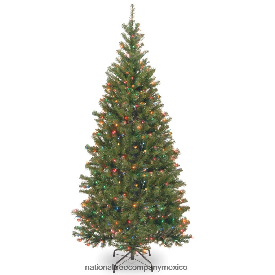 árboles | mx National Tree Company árbol de Navidad artificial delgado preiluminado, verde, abeto álamo temblón, luces multicolores, incluye soporte, 7 pies 8JB84J153