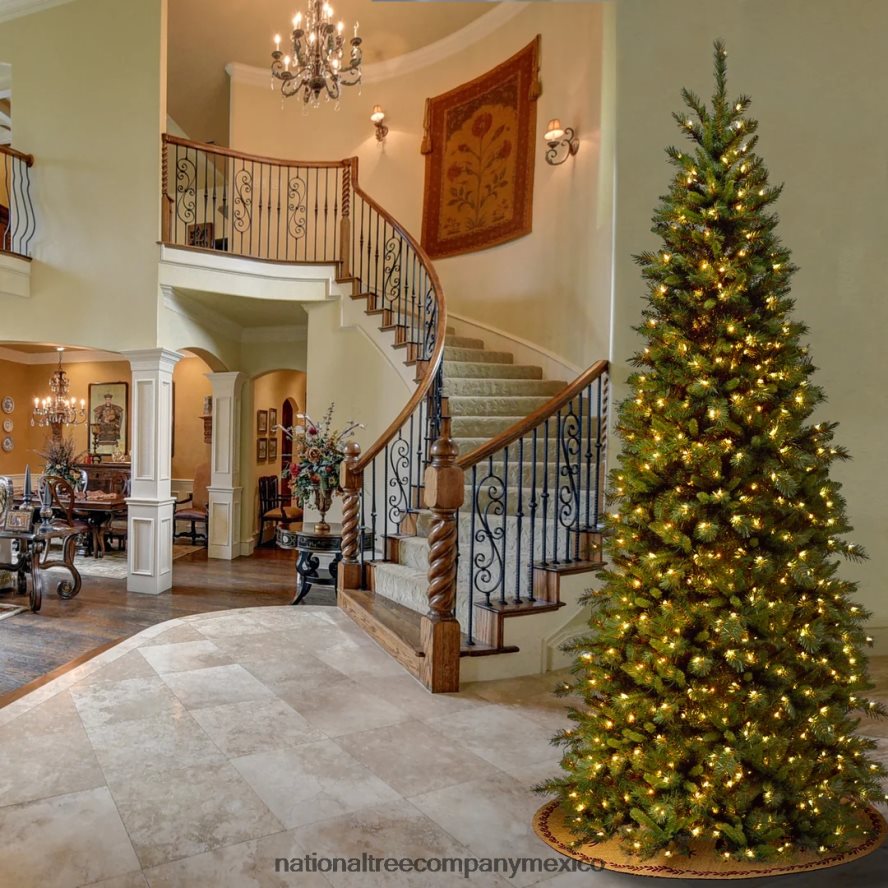árboles | mx National Tree Company árbol de Navidad artificial delgado preiluminado, verde, abeto tiffany, luces blancas, incluye soporte, 9 pies 8JB84J141