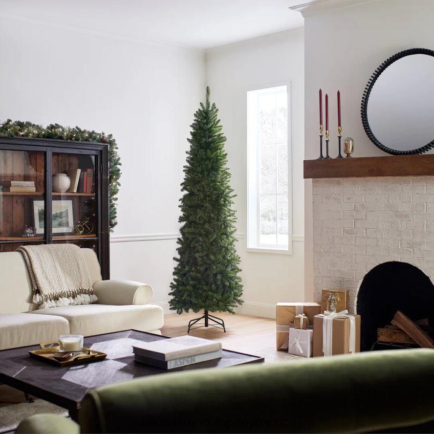 árboles | mx National Tree Company árbol de Navidad artificial delgado, verde, abeto Kingswood, incluye soporte, 7,5 pies 8JB84J6