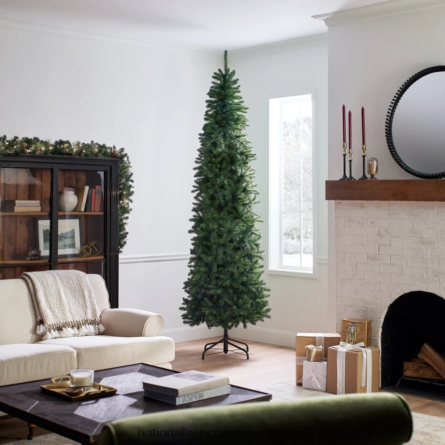 árboles | mx National Tree Company árbol de Navidad artificial delgado, verde, abeto Kingswood, incluye soporte, 9 pies 8JB84J118