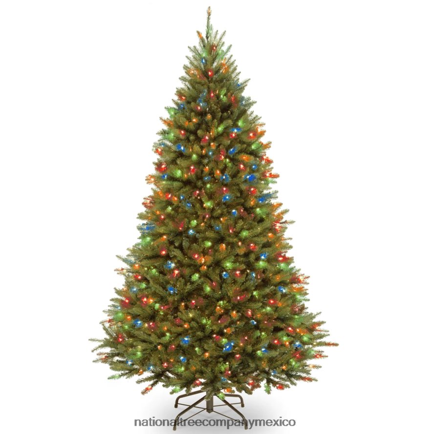 árboles | mx National Tree Company árbol de Navidad artificial preiluminado mediano, verde, abeto Kingswood, luces LED de dos colores, incluye soporte, 7.5 pies 8JB84J133