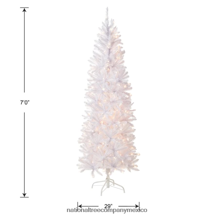 árboles | mx National Tree Company árbol de Navidad delgado artificial preiluminado, blanco, abeto Kingswood, luces blancas, incluye soporte, 7 pies 8JB84J134