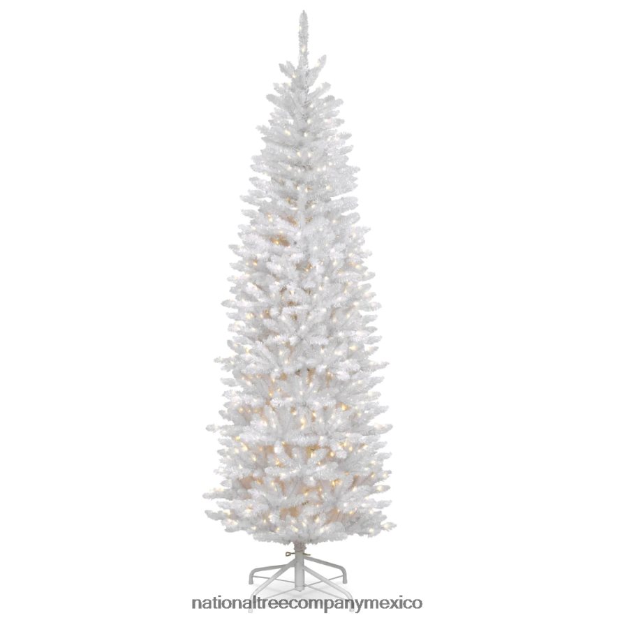 árboles | mx National Tree Company árbol de Navidad delgado artificial preiluminado, blanco, abeto Kingswood, luces blancas, incluye soporte, 7 pies 8JB84J134