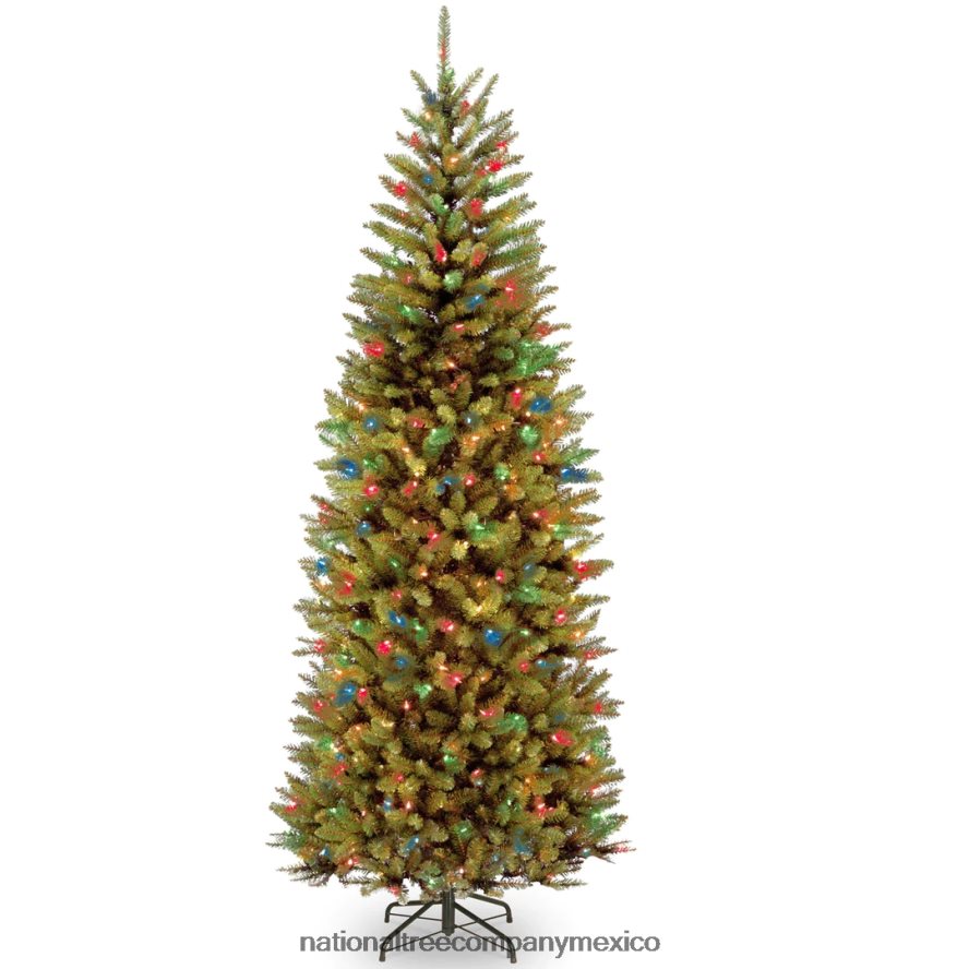 árboles | mx National Tree Company árbol de Navidad delgado artificial preiluminado, verde, abeto Kingswood, luces LED de dos colores, incluye soporte, 7,5 pies 8JB84J119