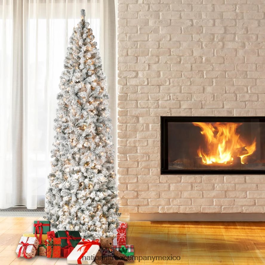 árboles | mx National Tree Company Árbol de Navidad delgado de acacia preiluminado de primeras tradiciones, luces incandescentes transparentes, enchufable, 9 pies 8JB84J116