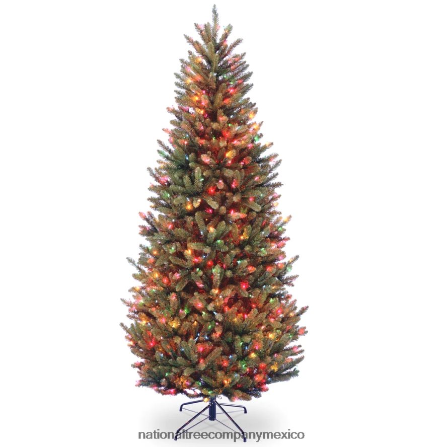 árboles | mx National Tree Company árbol de navidad artificial delgado preiluminado, verde, abeto fraser natural, luces multicolores, incluye soporte, 7.5 pies 8JB84J136