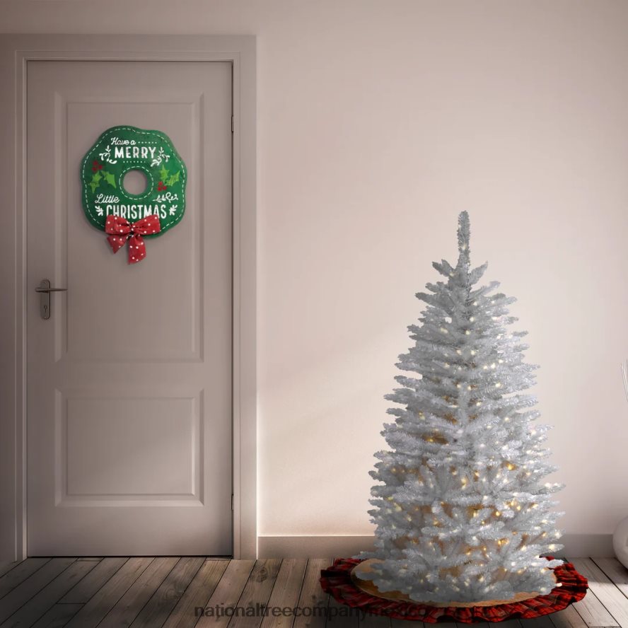 árboles | mx National Tree Company árbol de Navidad artificial delgado preiluminado, blanco, abeto Kingswood, luces blancas, incluye soporte, 4.5 pies 8JB84J120