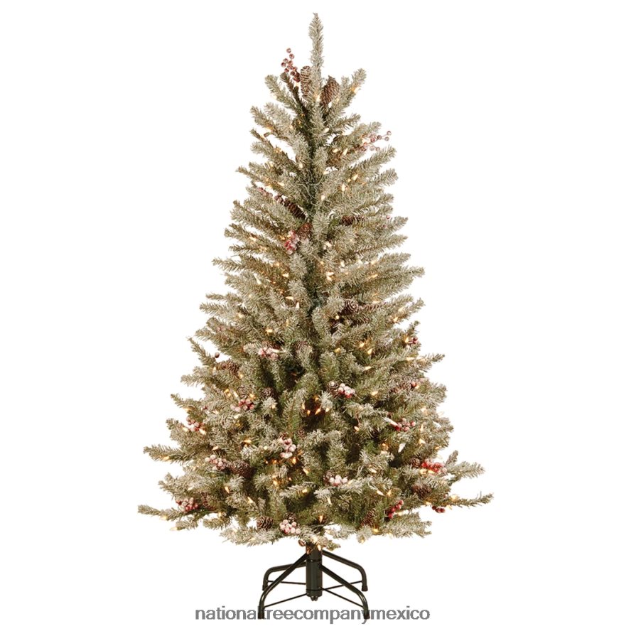 árboles | mx National Tree Company árbol de Navidad artificial delgado preiluminado, verde, abeto dunhill, luces blancas, decorado con piñas, racimos de bayas, ramas esmeriladas, incluye soporte, 4.5