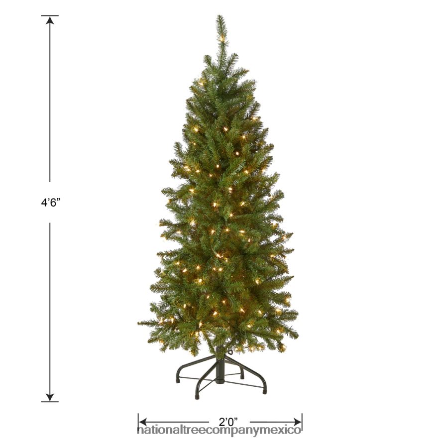 árboles | mx National Tree Company árbol de Navidad delgado artificial preiluminado, verde, abeto Kingswood, luces blancas, incluye soporte, 4.5 pies 8JB84J8