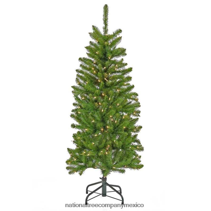 árboles | mx National Tree Company árbol de Navidad delgado artificial preiluminado, verde, abeto Kingswood, luces blancas, incluye soporte, 4.5 pies 8JB84J8