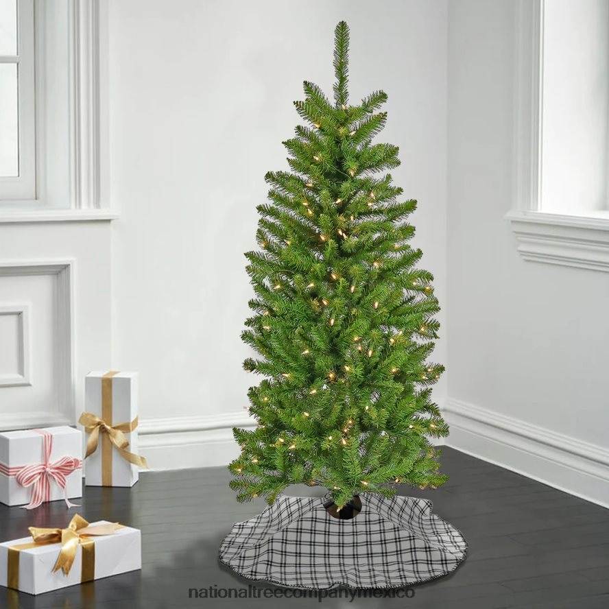 árboles | mx National Tree Company árbol de Navidad delgado artificial preiluminado, verde, abeto Kingswood, luces blancas, incluye soporte, 4.5 pies 8JB84J8