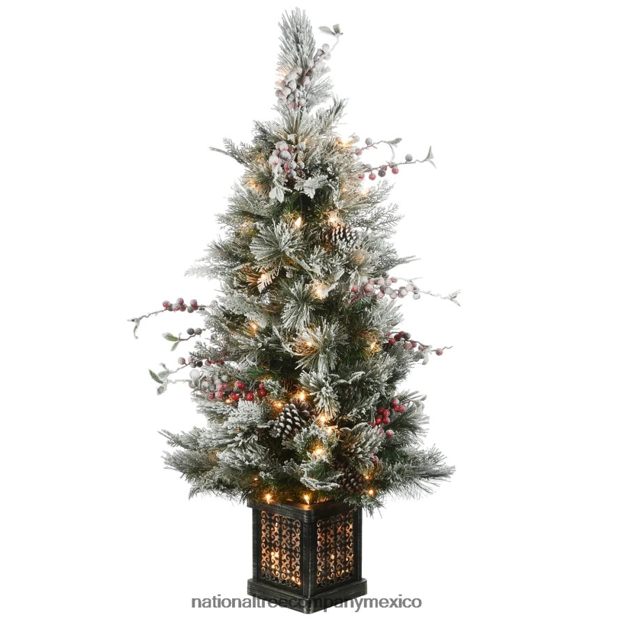 árboles | mx National Tree Company Árbol de entrada de pino Bedford nevado de 4 pies con luces claras 8JB84J16