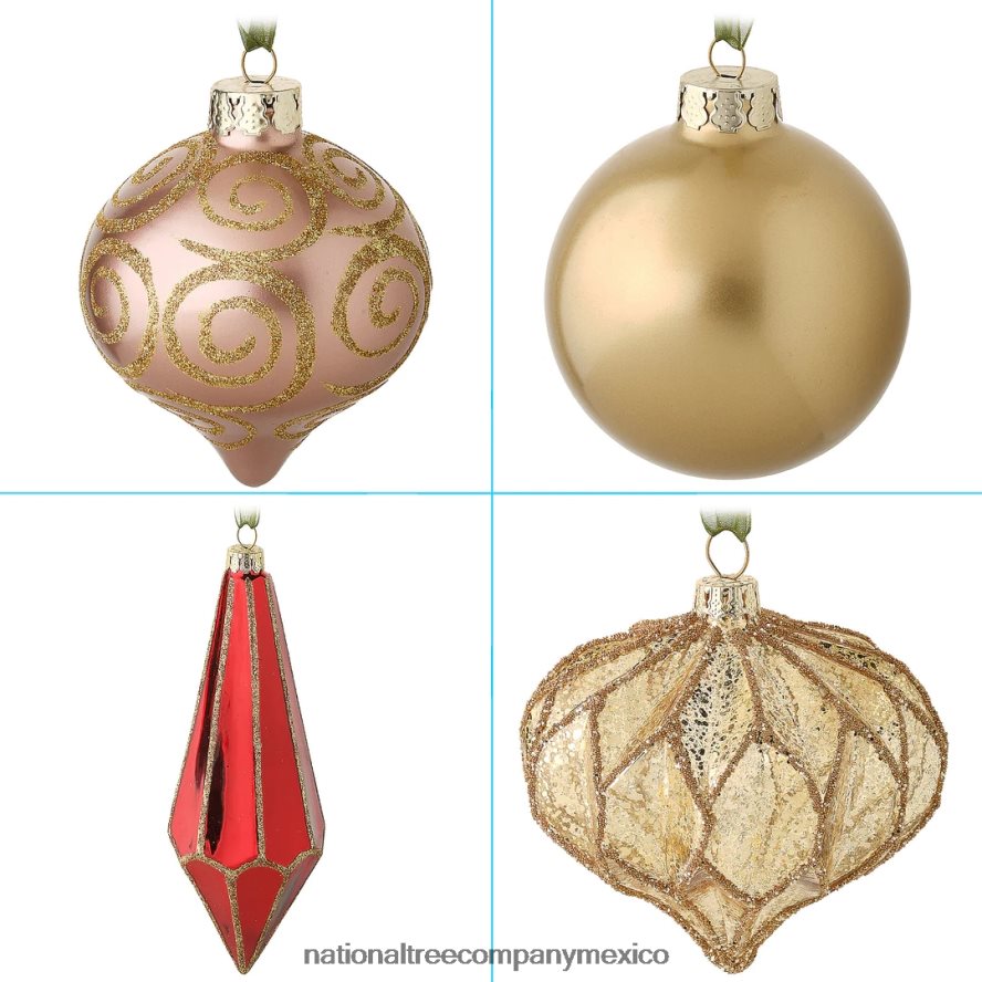 decoración | mx National Tree Company Juego de adornos para árbol de Navidad de 20 piezas, colección Viena Waltz 8JB84J526