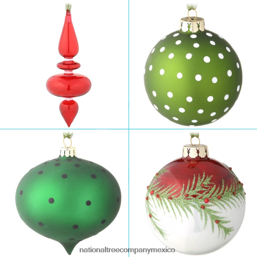 decoración | mx National Tree Company Juego de adornos para árbol de Navidad de 20 piezas, colección general de tiendas 8JB84J530