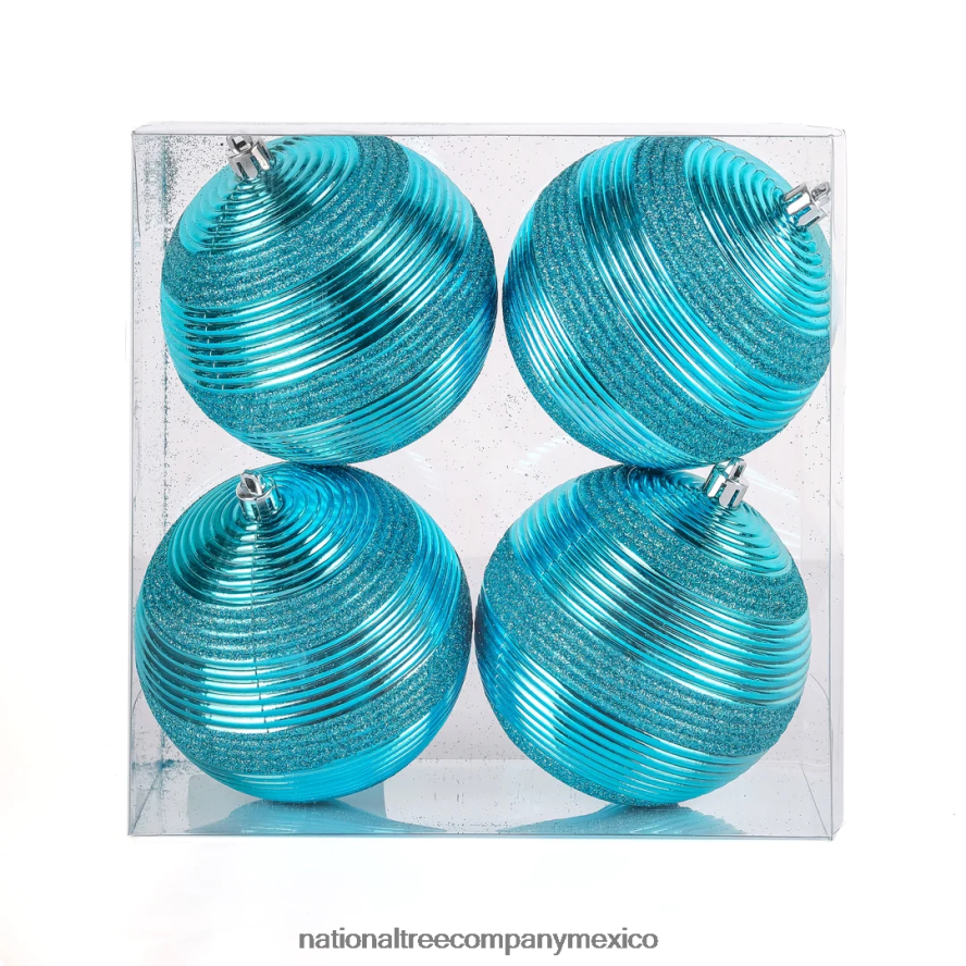 decoración | mx National Tree Company Primeras tradiciones 4 piezas de adornos azules arremolinados inastillables 8JB84J525
