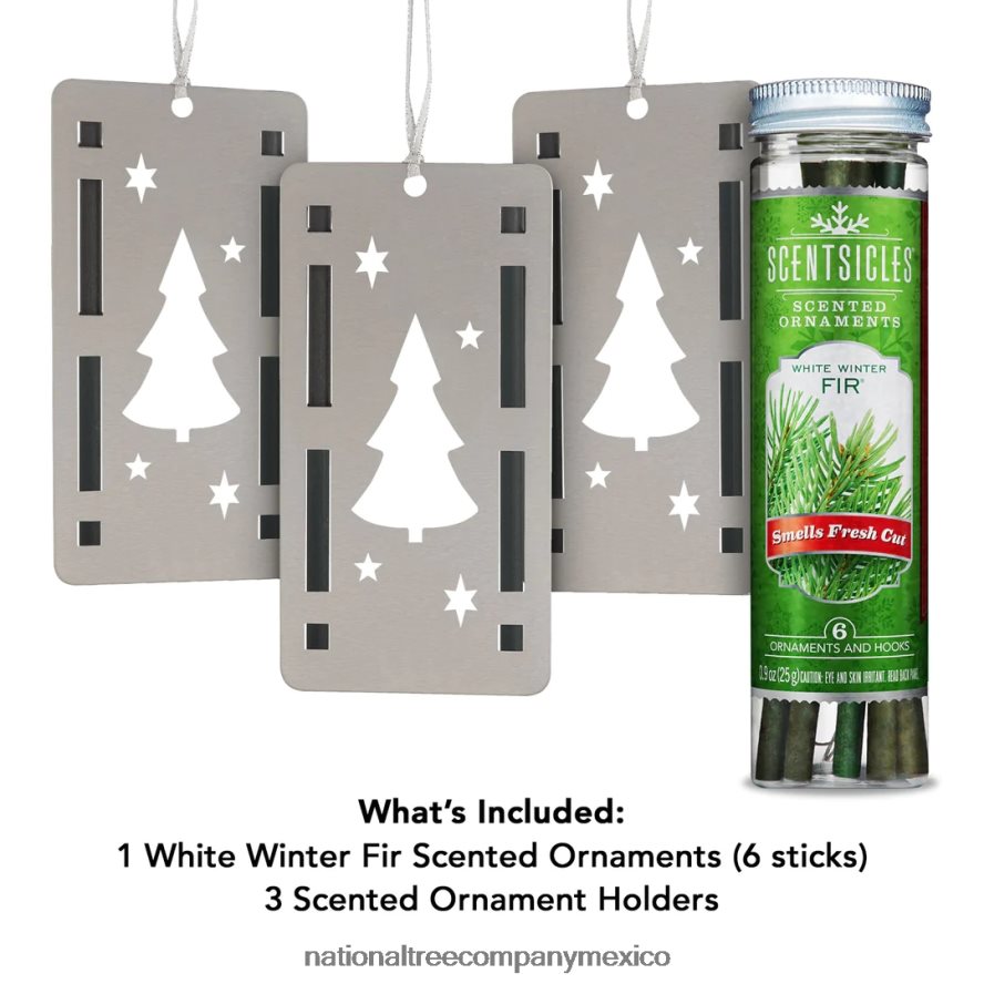 decoración | mx National Tree Company Aromas, trío de adornos, juego de 3, botella, palo de 6 piezas, abeto de invierno blanco. 8JB84J547