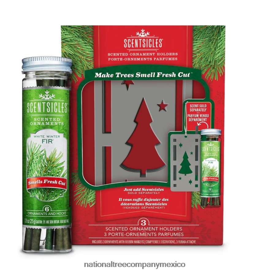 decoración | mx National Tree Company Aromas, trío de adornos, juego de 3, botella, palo de 6 piezas, abeto de invierno blanco. 8JB84J547