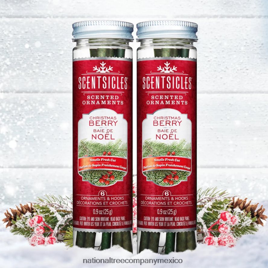 decoración | mx National Tree Company adornos perfumados, paquete de 2, botella de 6 ct, baya navideña, palitos de papel con fragancia 8JB84J549