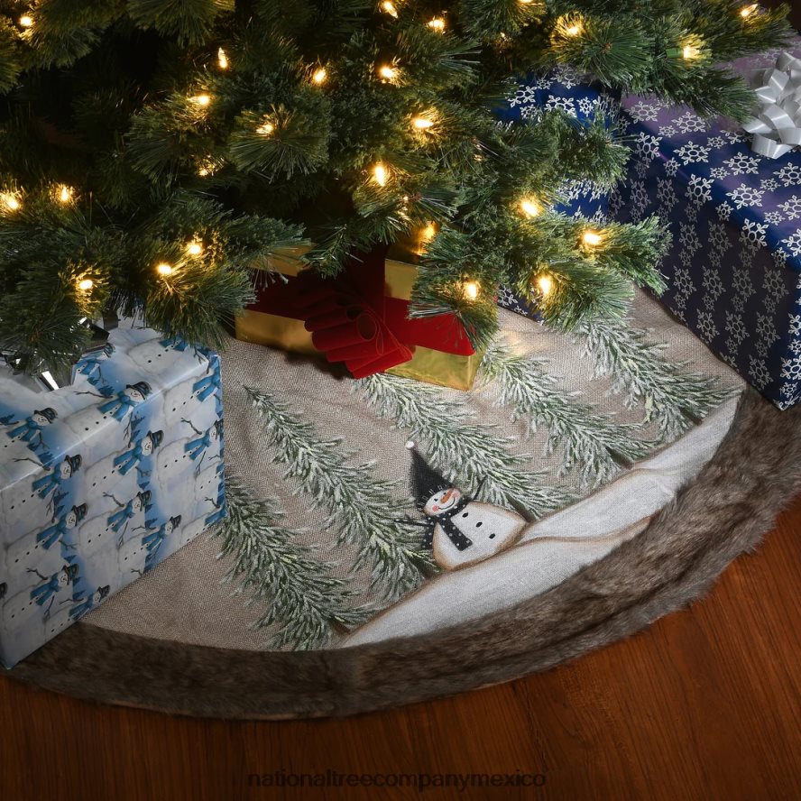 decoración | mx National Tree Company Falda de árbol de pinos y muñeco de nieve de colección alpina de 48