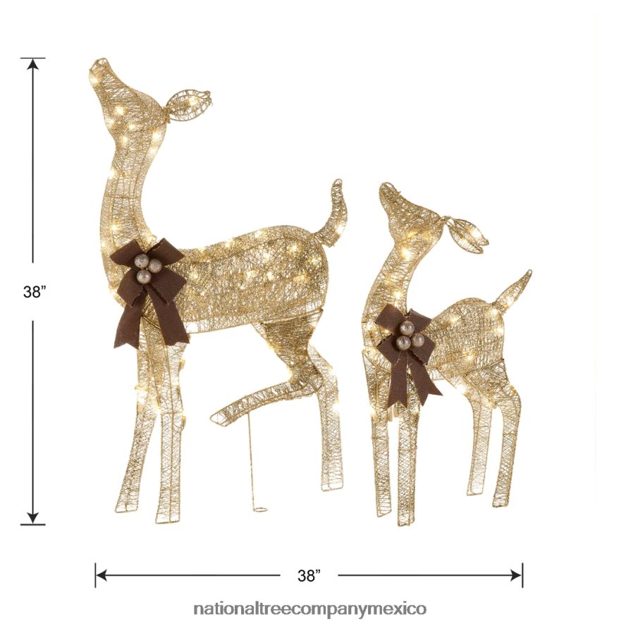 decoración | mx National Tree Company Cervatillo preiluminado de 38 y 28 pulgadas con decoración de gama 8JB84J590