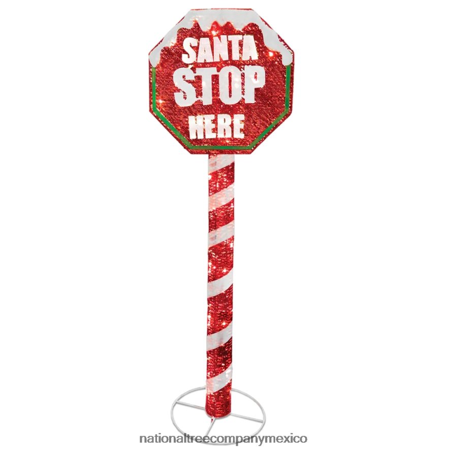 decoración | mx National Tree Company Decoración de señal de stop de 60 pulgadas con luces LED 8JB84J604