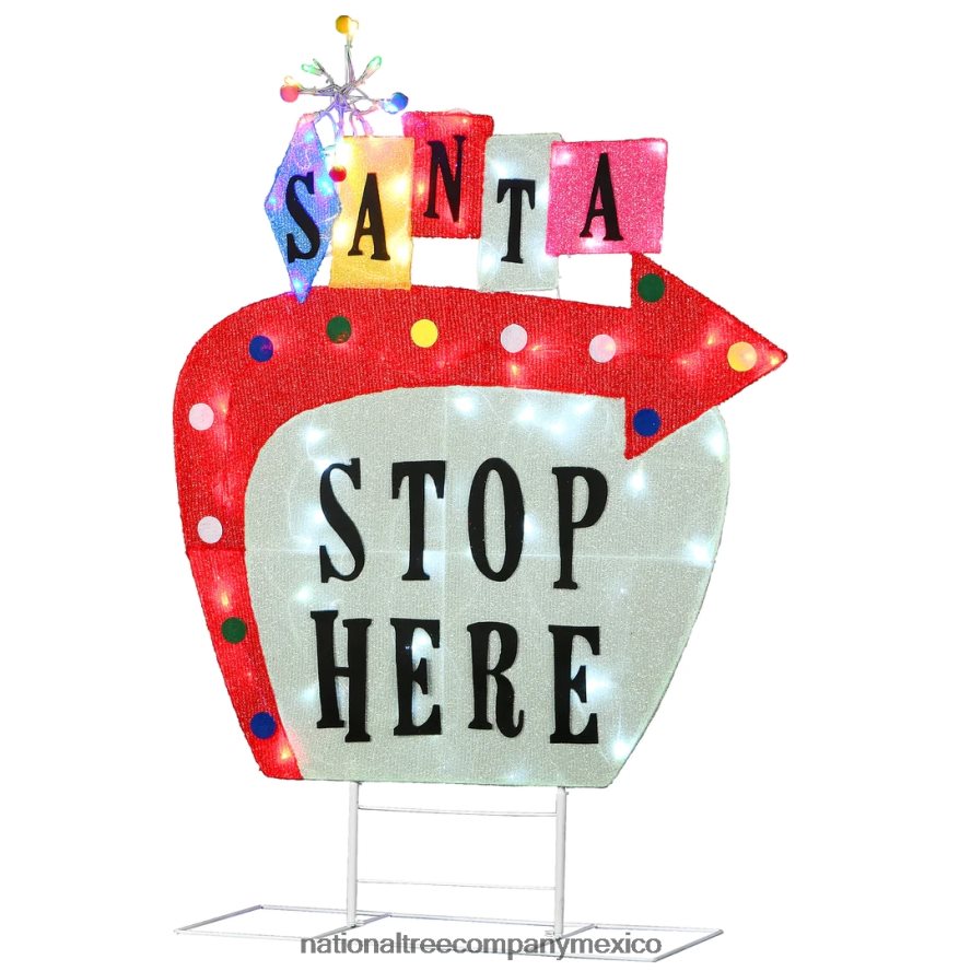 decoración | mx National Tree Company Letrero vintage de Papá Noel de Las Vegas preiluminado de 50" 8JB84J588